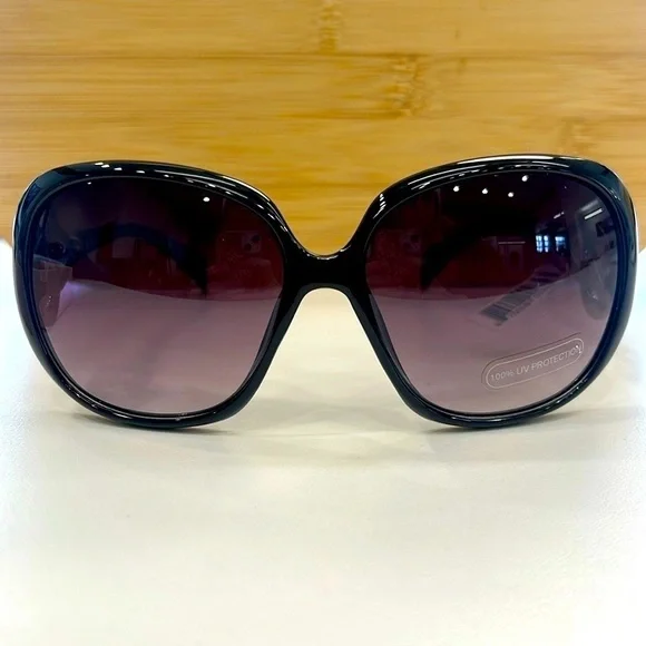 Brand New Round Oversized Black Sunglasses Purple Ombre Fade Lens Celtic Knot - Picture 6 of 15